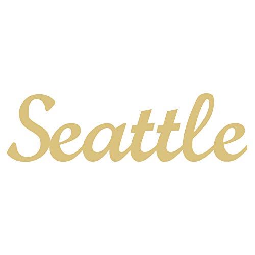 Word Seattle Cutout Unfinished Wood Sports Decor Home Decor Door Hanger MDF Shape Canvas Style 1 (6") Diverse Woodworking