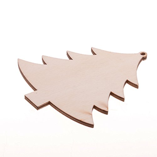 Christmas Wooden Crafts Hanging Ornaments Christmas Tree Decoration Unfinished Wood Cutouts for DIY Blank Slices to Paint (10PCs Christmas Tree YEEQIN