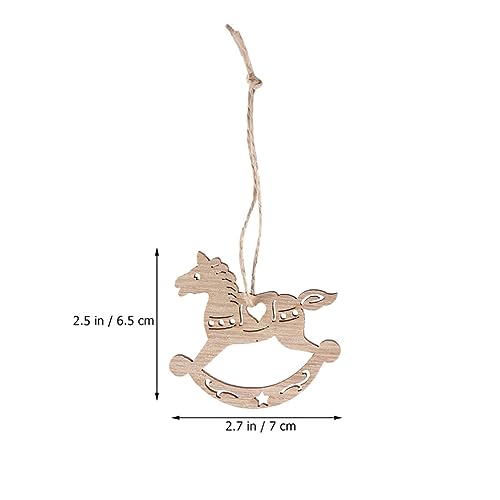 MAGICLULU 20pcs Unfinished Rocking Horse Wood Slice Hollow Wooden Horse Pattern Cutouts Hanging Wooden Horse Christmas Tree Ornament for Christmas MAGICLULU