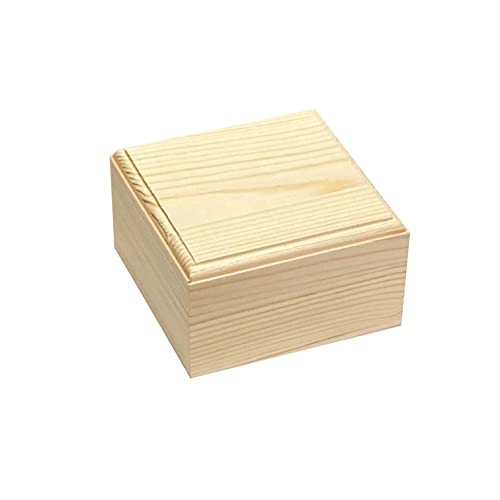 6 Pack Unfinished Wood Box Crafts Wooden Square Box with Magnetic Hinged Lid (3.5 x 3.5 x 1.9 in) Cregugua