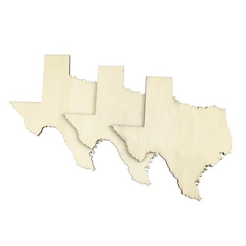 30 Pack 4 Inch Wooden Texas State Shaped Cutouts Unfinished Wood Texas