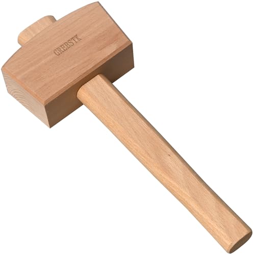 GREBSTK Wooden Mallet Manual Ice Hammer Mallet Beech Solid Carpenter Woodworking Mallet 12" GREBSTK