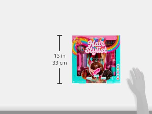 Just My Style All-in-One Hair Stylist, 4-in-1 Hair Styling Tool, Including Hair Gem Stamper, Hair Beader Tool, Hair Chalk, Hair Brush, Fun for Just My Style