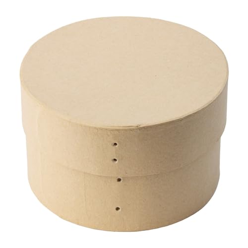 Factory Direct Craft Pack of 4 Paper Mache Round Shaker Style Boxes - Premade Unfinished Papier Mache Cardboard Shaker Boxes Imitate an Old Fashion Factory Direct Craft