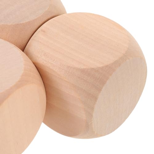 EXCEART Blank Wooden Dice 3pcs Unfinished Square Blocks 6 Sided Wooden Cubes with Rounded Corners for Xmas DIY Craft Projects EXCEART