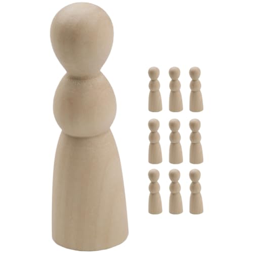 Operitacx 10pcs Unfinished Wood Peg Dolls Little Wooden Peg People Decorative Wood Doll DIY Painting Dolls for Peg People Crafts and Small World Play Operitacx