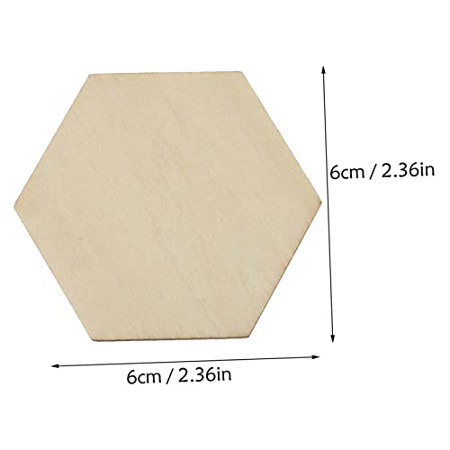 DECHOUS 50pc Ornaments for Kids Mini Hexagon Wood Chips Unfinished Wood Hexagon Wood Mosaic Tile Wooden Hexagon Cutouts Unfinished Wooden Hexagon DECHOUS