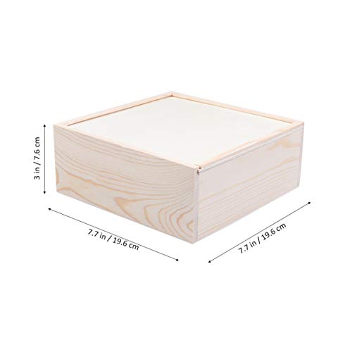 Kisangel 1Pc Gift Box With Lids Sliding- Lid Wooden Boxes Decorative Storage Boxes Wooden Unfinished Storage Box for Birthday Party (20 * 20 * 8) Kisangel