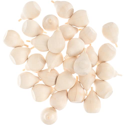 Didiseaon Tiny Things 30pcs Mini Wooden Pear Unfinished Wood Peg Dolls for Crafts Unfinished Wooden Pear Figures for Desk Bookshelves Decoration DIY Didiseaon
