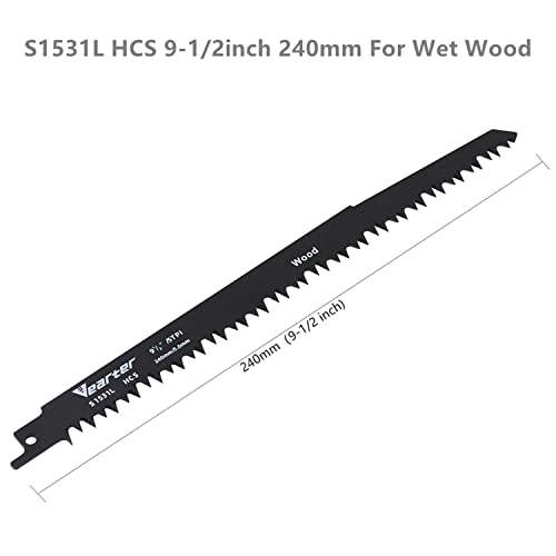 Vearter 5PCS/Set S1531L Reciprocating Saw Blades 5TPI HCS Sabre Saw 240mm for Cutting Course Damp Wet Wood Logs Plactics Vearter