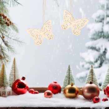 EXCEART 10pcs Unfinished Wooden Cutouts Butterfly Wood Slice Shapes Pieces Wood Discs for DIY Crafts Confetti Hanging Ornaments Table Scatter EXCEART