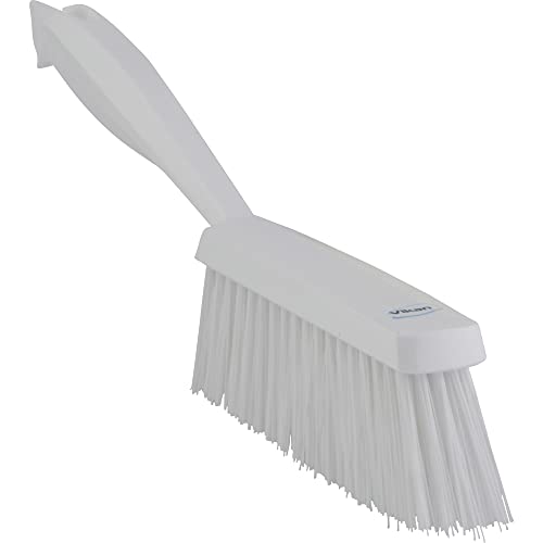 Vikan 45895 Bench Cleaning Brush, Polypropylene/Polyester Medium Bristle Dustpan Brush & Sweeper, 14 Inch, White Vikan