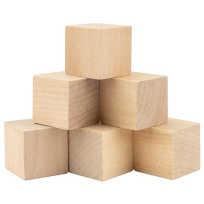 AUEAR, 20 Pack 1 Inch Natural Solid Blank Wooden Cube Unfinished Wood Building Blocks for DIY Craft Gifts