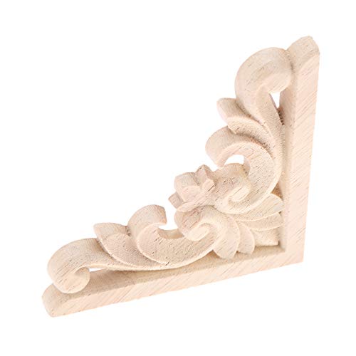 MUXSAM Furniture Applique, 8x8cm/3.15"x3.15", Wood Carved Corner Onlay Unpainted Frame Decal for Wall Cabinet Door Bed Dresser Mirror MUXSAM