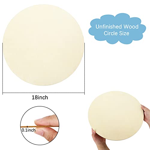 Whaline 18 Inch Wood Circles for Crafts 10Pcs Valentine Unfinished Round Wooden Discs Farmhouse Rustic Wood Sign Door Hanger 3mm Thick Natural Blank Whaline