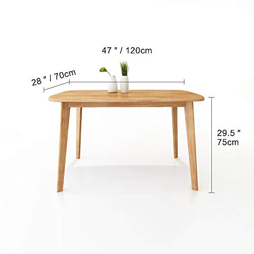 WoodShine Mid Century Modern Real Solid Wood Dining Table, Working Desk,47 Inch,Natural… WoodShine