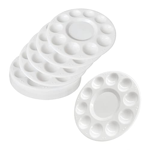 15 Pack Paint Tray Palettes for Kids, Plastic White Palettes for Students, Paint Holder, Paint Supplies LNAUJS