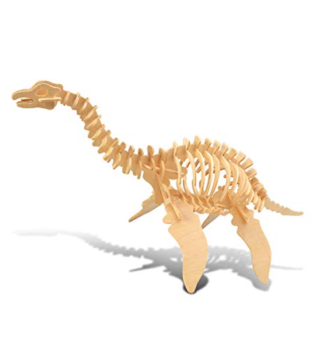 Puzzled 3D Puzzle Plesiosaurus Dinosaur Wood Craft Construction Model Kit Fun, Educational DIY Wooden Dino Toy Assemble Model Unfinished Craft Hobby Puzzled