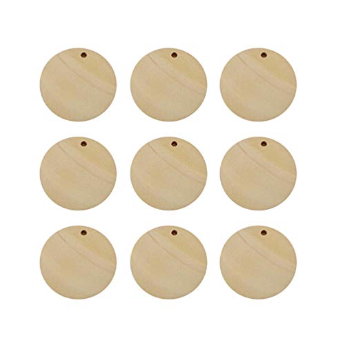 50pcs Unfinished Round Earrings Christmas Baubles Unfinished Wood Cutouts Wooden Flat Chips Craft Wood Slices Wooden Discs Wooden Embellishments SUPVOX