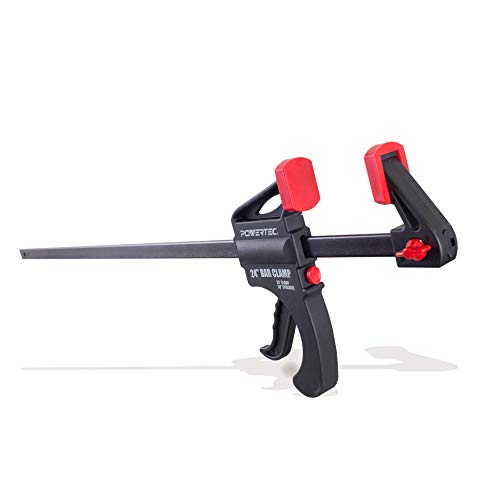 POWERTEC 71596 24 Inch Bar Clamps with Spreader, Trigger Clamps for Woodworking, One-Handed Carpenter Quick Clamp Sets for Gluing, Wood Clamps for POWERTEC