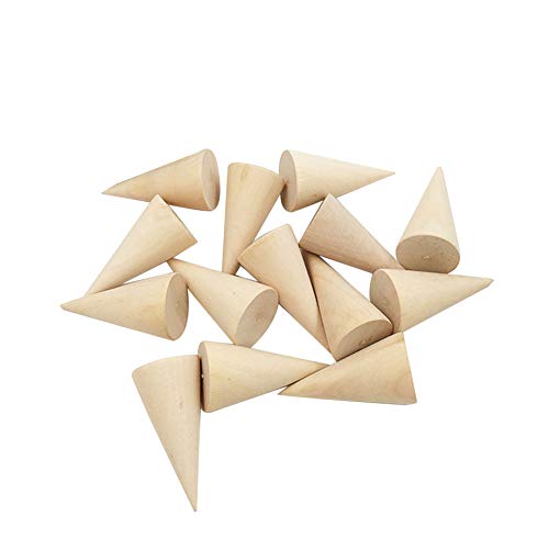 Jingyi E-commerce 15 Pcs Small Natural Wood Cone Ring Holders Ring Display Stands Organizer Holders Jingyi E-commerce
