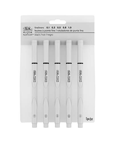 Winsor & Newton Fineliner Fine Point Pen Set, Assorted, Set of 5, Black Winsor & Newton