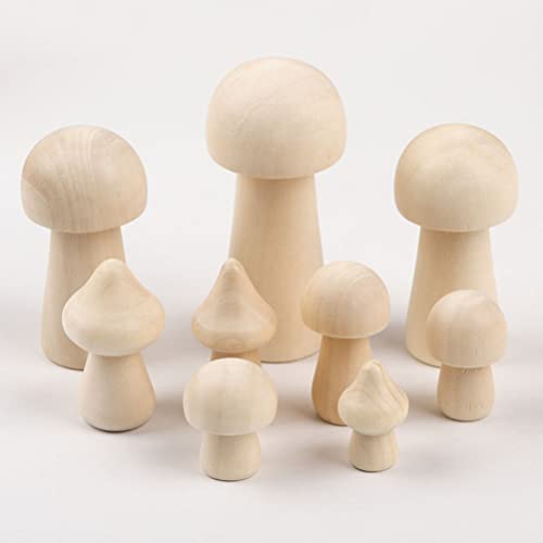 Yardwe 1 Box Wooden Mushroom Ornament DIY Wooden Crafts Wooden Mushroom Models Kids Arts and Crafts Wooden Mushrooms Acorns for Crafts Unpainted Wood Yardwe
