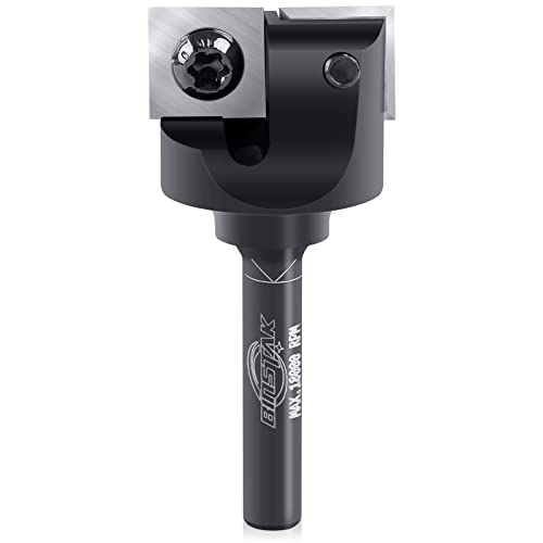 CNC Spoilboard Surfacing Router Bit, 1/4" Shank 1" Cutting Diameter, Carbide Insert Slab Flattening Router Bits Planing Bit Wood Planer Bit BINSTAK