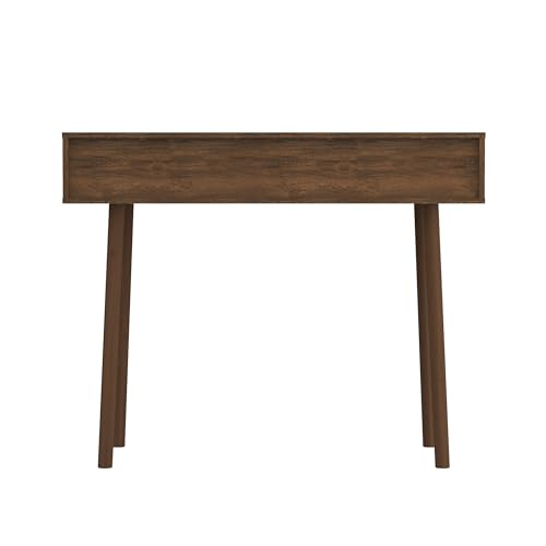 Atlantic Natural Rattan Panels with Storage Loft & Luv Remy Boho Mid-Century Console Entryway Table, Walnut Atlantic