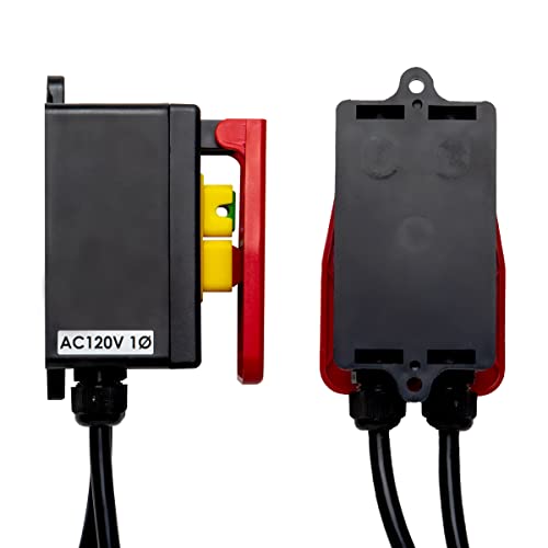 POWERTEC 71755 120V, 9A Magnetic Paddle Switch w/Standard Cords, Quick Power Downs & Large Stop Sign, fits Router Table, Power Tools, Table Saw, POWERTEC