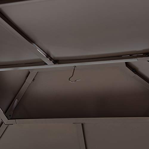 Sunjoy Hardtop Gazebo 10 x 12 ft. Outdoor Gazebo, Heavy Duty Steel Frame Gazebo, Double Tiered Metal Gazebo with Ceiling Hook and Mesh Netting, Brown Sunjoy