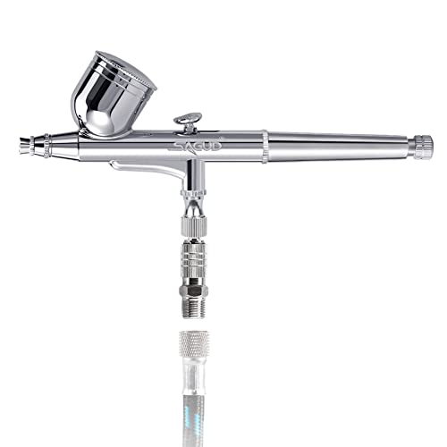 SAGUD Airbrush Kit 0.3mm Dual-Action Air Brush Gun with Extra 0.2mm & 0.5mm Nozzles Needle Air Caps and Quick Release Disconnect Coupler SAGUD