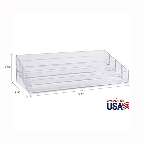 STORi Clear Plastic Multi-Level Vanity Organizer | Rectangular 4-Tier Holder for Makeup, Eyeshadow Palettes, & up to 40 Nail Polish Bottles | Made in STORi