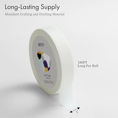 ARTIFY Artist Tape for Drafting Art, 1" *1 Pack White Masking Tape for Watercolor Painting Drafting Canvas Framing and All Paper Media,for Craft, ARTIFY art supplies