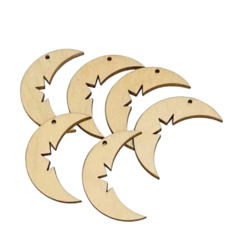 ALL SIZES BULK (12pc to 100pc) Unfinished Wood Laser Cutout Solid Moon & Star Dangle Earring Jewelry Blanks Shape Crafts Made in Texas Texan Wood Crafts