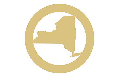 Circle Frame State Cutout Unfinished Wood Door Hanger Everyday Home Decor MDF Shape Canvas Style 1 (6", New York) Diverse Woodworking