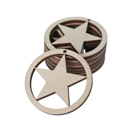 ALL SIZES BULK (12pc to 100pc) Unfinished Wood Laser Cutout Hoop Circle Star Dangle Earring Jewelry Blanks Shape Crafts Made in Texas Texan Wood Crafts