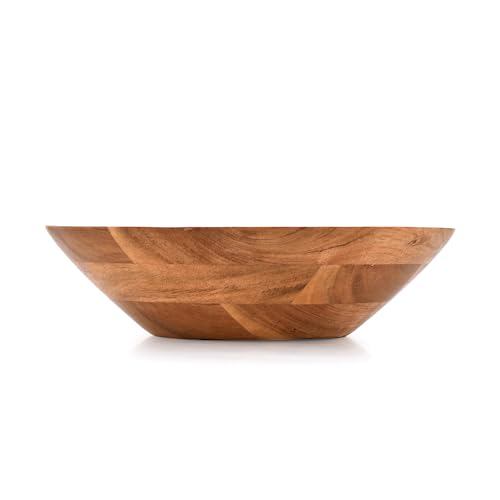 Samhita Acacia Wood Serving Bowl, Fruit Bowl, Friendly and Perfect for Salad, Vegetables and Fruit,Single Salad Bowl (10" x 10" x 3") Samhita