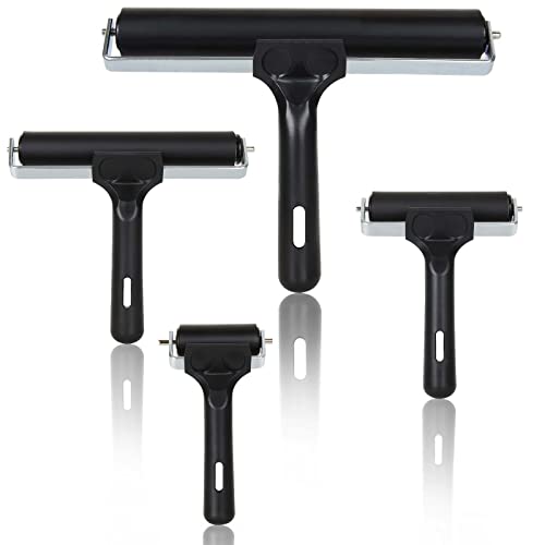 ZOEYES 4 Pack Rubber Brayer Roller, Vinyl Rubber Brayer, Ink Printmaking Roller Tool for Crafting, Painting, Ink Paint Block Stamping, Wallpapers, ZOEYES