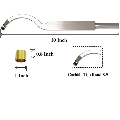 Carbide Tipped Woodturning Tool H8.9 Carbide Wood Lathe Tool Extend mini Swan Hollower Made of Stainless Steel with 1pcs 8.9mm Round Carbide Cutter Dirtech
