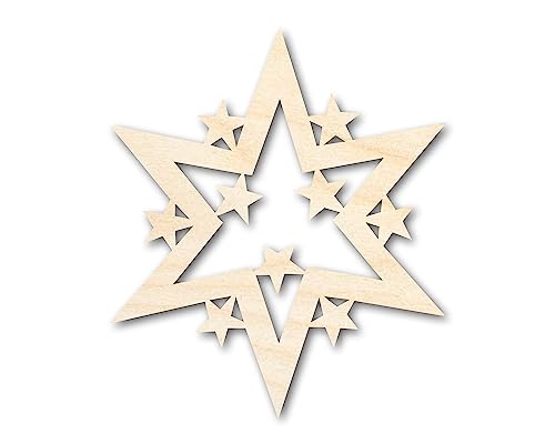 Unfinished Wood Starburst Shape | Craft Cutout | up to 36" DIY 6" / 1/8" 24 Hour Crafts