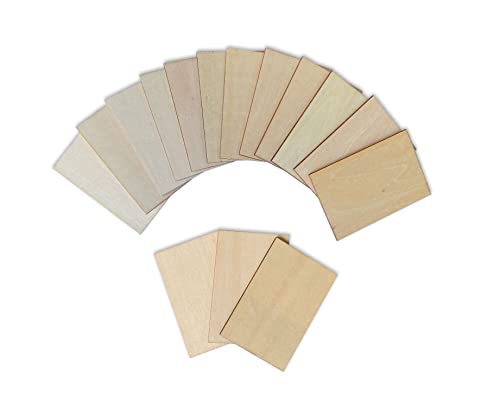 60 Pack 2x3 Inch Unfinished Rectangle Wood Cutouts Wooden Tiles for Crafts Cregugua