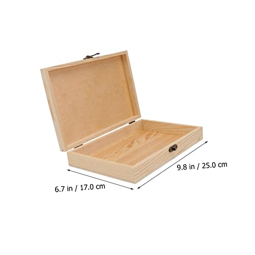 NOLITOY 2 Pcs Storage Box Unfinished Wood Storage Storage Case Locking Chest Wood Tray Jewelry Organizer Case Wood Storage Case Iron With Lock Case NOLITOY