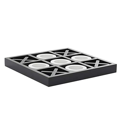 Deco 79 Wood Tic Tac Toe Game Set with White Os, 14" x 14" x 2", Black Deco 79