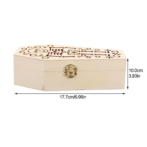 Yardwe Unfinished Wood Coffin Unfinished Wood Funeral Coffins Wooden Keepsake Urn Box Pet Cremation Urns Handcarved Decorative Memorial Urn for Yardwe