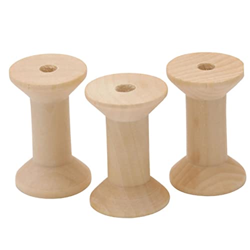 LALAFINA 60 Pcs Sewing Project Kits Unfinished Bobbin Wooden Spools for Crafts Wooden Bobbins Weaving Bobbins Wood Spools Yarn Kit Embroidery Kit LALAFINA