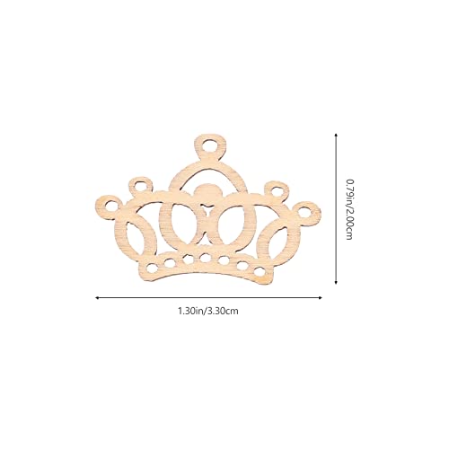 Amosfun 50PCS Wooden Pieces Crown Shape Wooden Pieces Hollow Out Wood Cutouts DIY Art Craft Embellishments Ornaments Amosfun