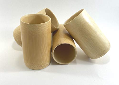 TXV Mart | Disposable or Reusable Natural Bamboo Wood Drinking Cup 12 oz | Wooden Tea Cup Coffee Mug Wine Mug, 4 Pack TXV
