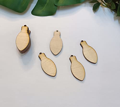 30pcs of Christmas Lights Dangle Earrings Sublimation Blank,Unfinished Wooden Light Bulb Wooden Slices Blank Christmas Wooden Hanging Decor (2'') Yuxuanish