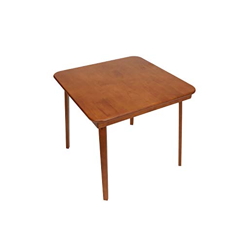 STAKMORE Straight Edge 32" Square Folding Card Table, Cherry Finish MECO